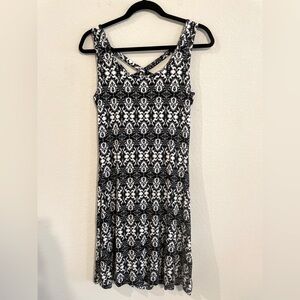 Lascana Women’s Midi Dress Size 4 Black & White Paisley Floral Jersey Coastal